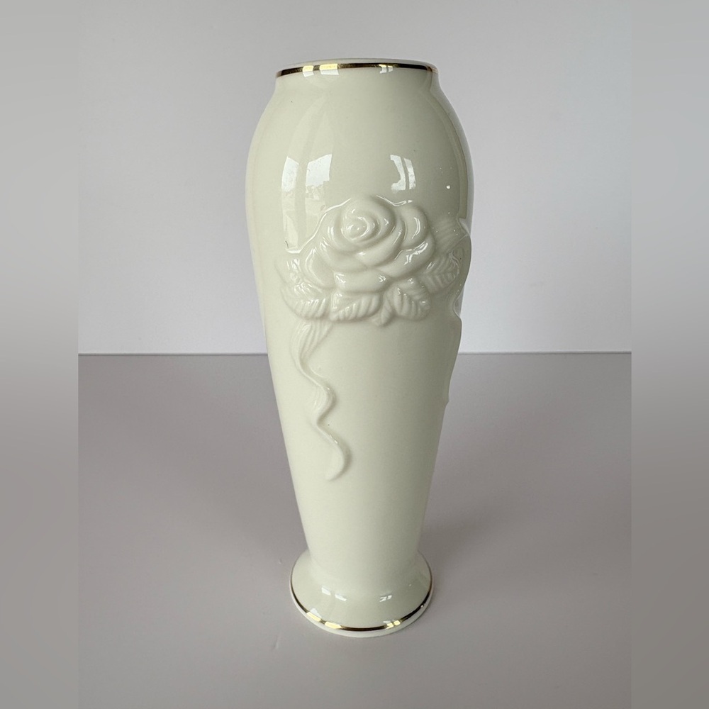 Lenox Rose Blossom Bud Vase-Made of Ivory Porcelain or Fine China, 24k Trim
